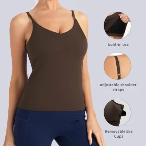 Sports Bra Shirts Racerback with Built-in Bra